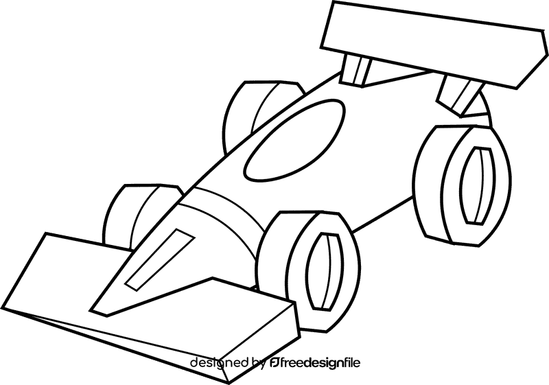 Race car 3d black and white clipart