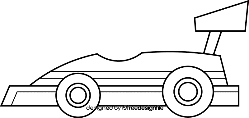 Race car open top black and white clipart