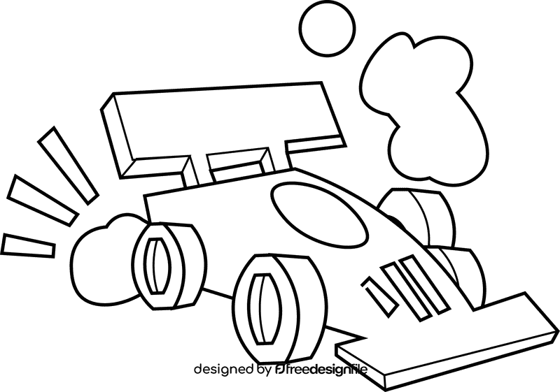 Race car speed black and white clipart