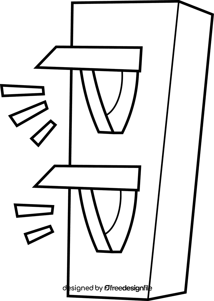 Race car traffic lights black and white clipart