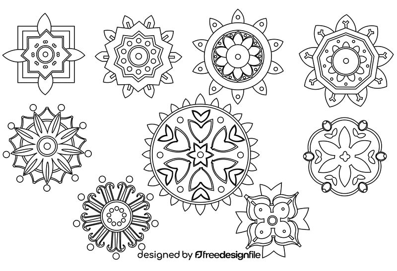 Rangoli black and white vector