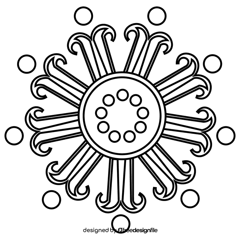 Rangoli blue black and white clipart