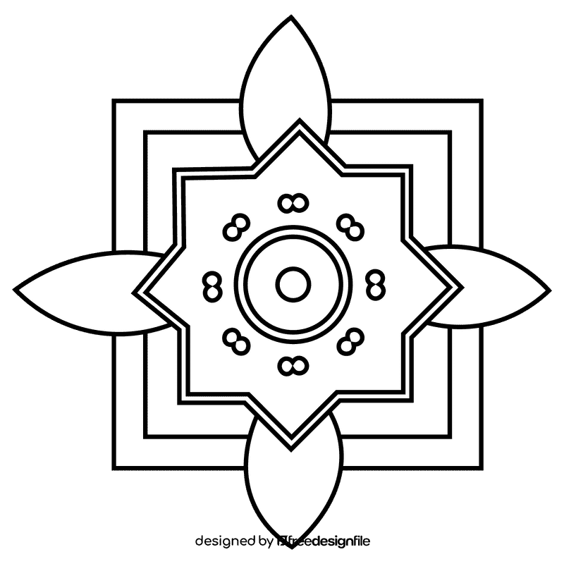 Rangoli orange black and white clipart