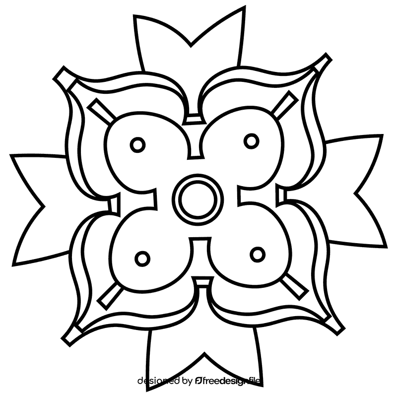 Rangoli orange black and white clipart