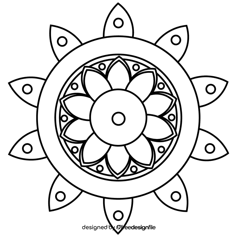 Rangoli pink black and white clipart