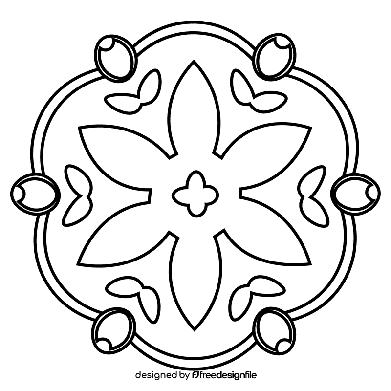 Rangoli pink black and white clipart