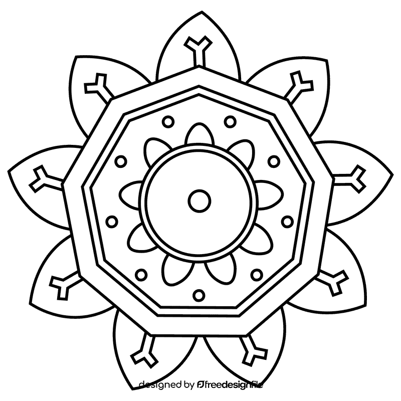 Rangoli purple black and white clipart