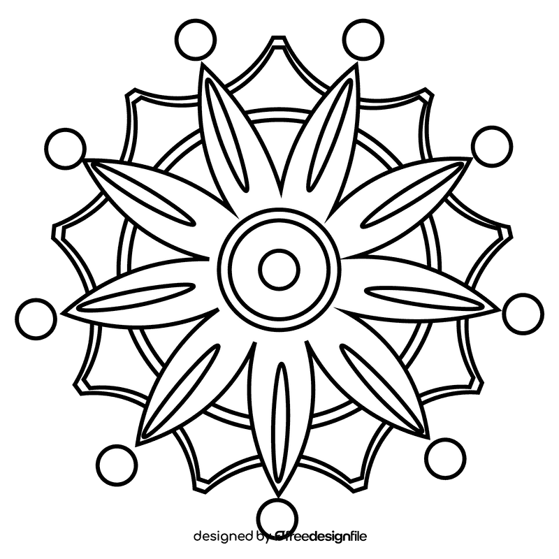 Rangoli purple black and white clipart