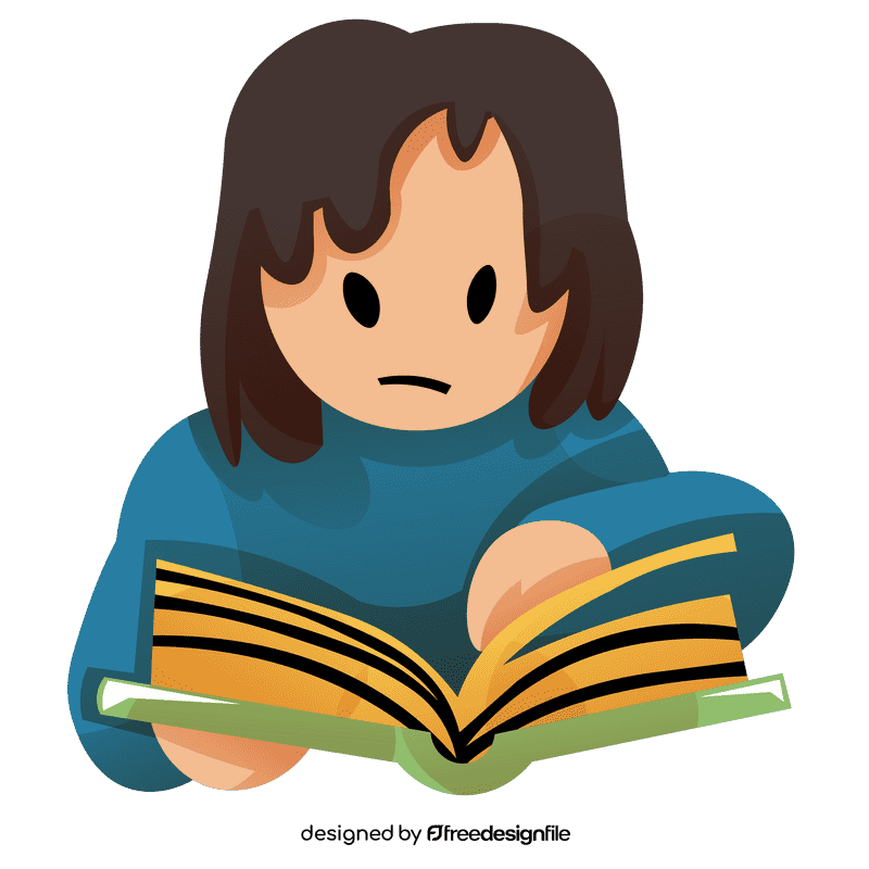 Reading girl clipart