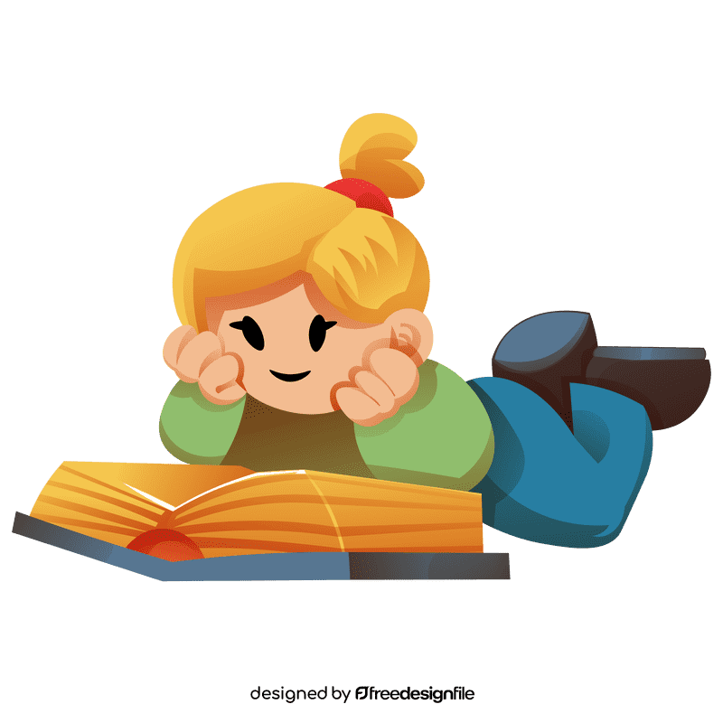 Reading girl clipart