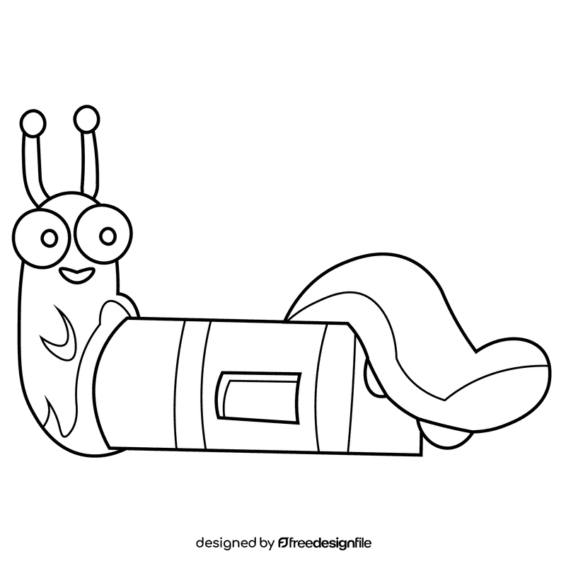 Reading worm black and white clipart
