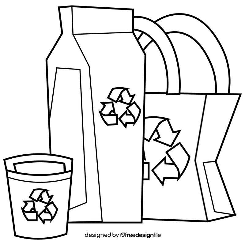 Recycle containers black and white clipart