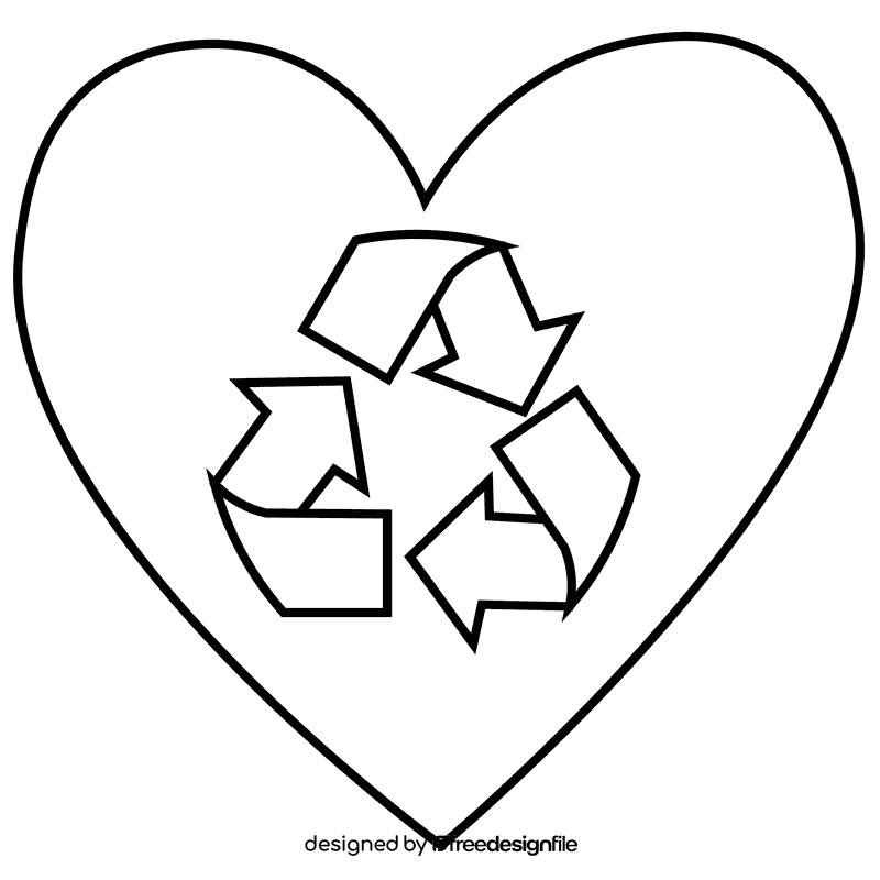 Recycle heart black and white clipart