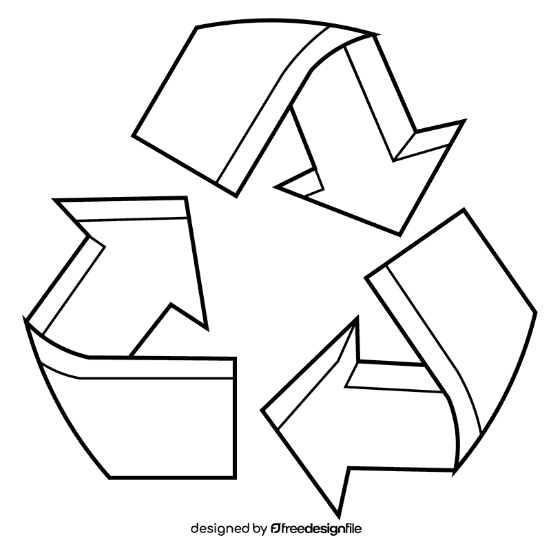 Recycle sign black and white clipart