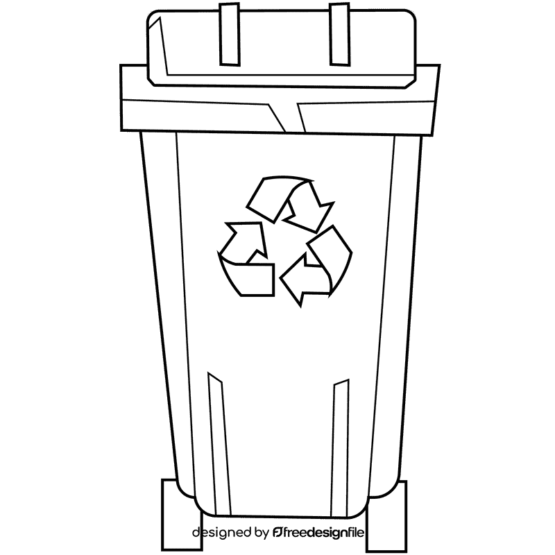 Recycle trash can black and white clipart