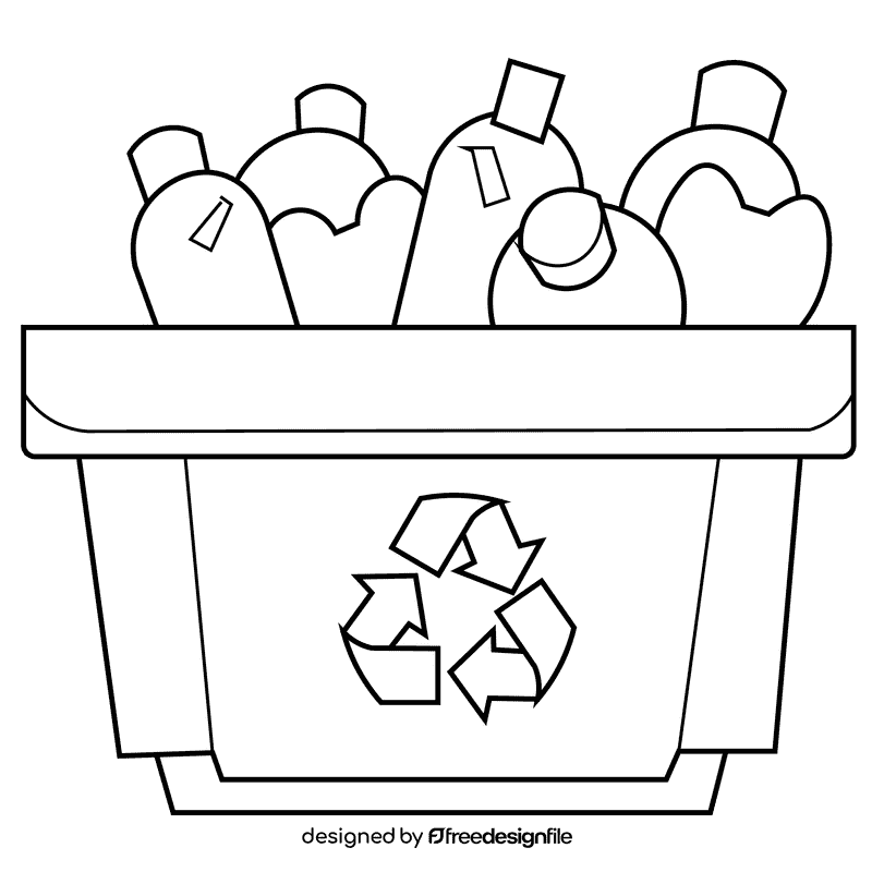 Recycle trash can black and white clipart