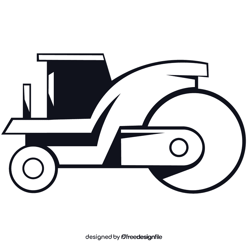 Road roller black and white clipart