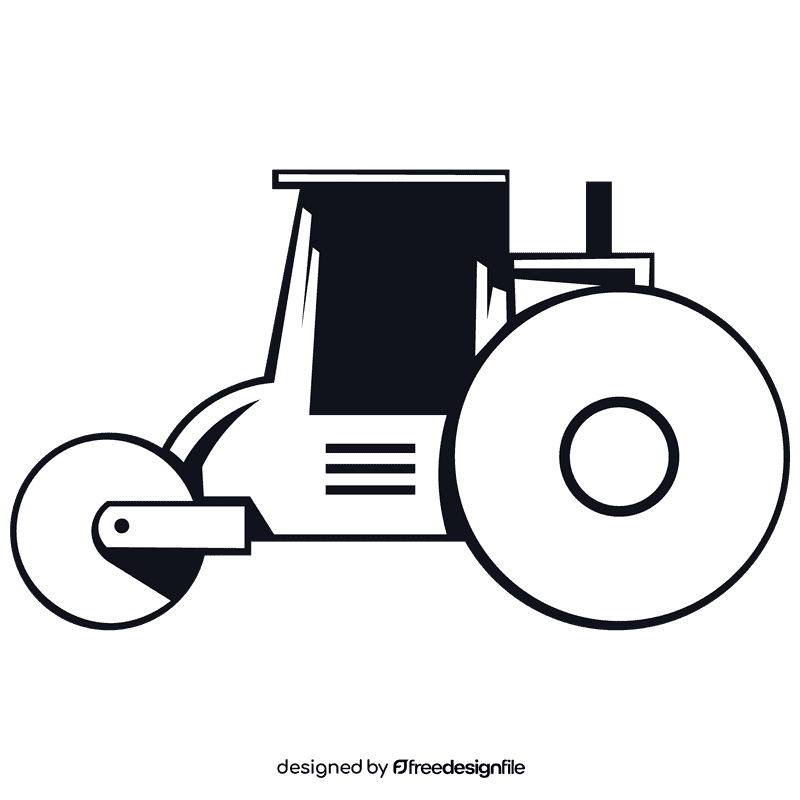 Road roller black and white clipart