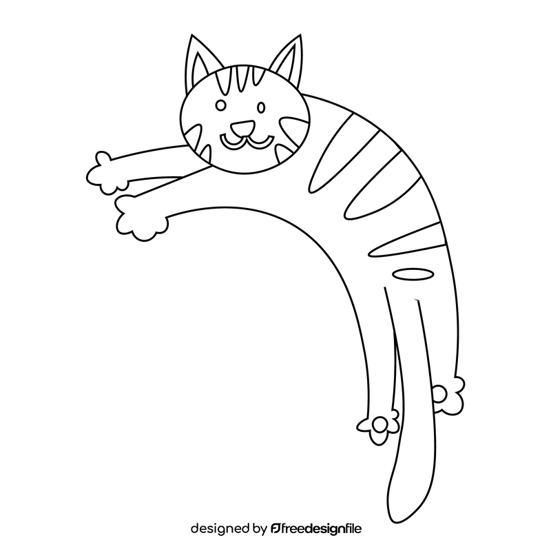 Cat playful black and white clipart