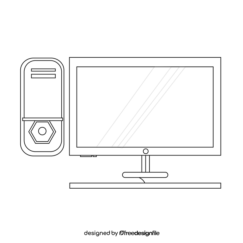 Computer drawing black and white clipart