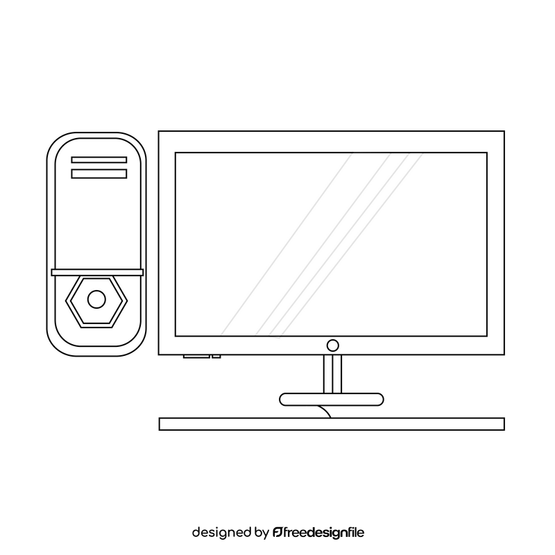 Computer drawing black and white clipart