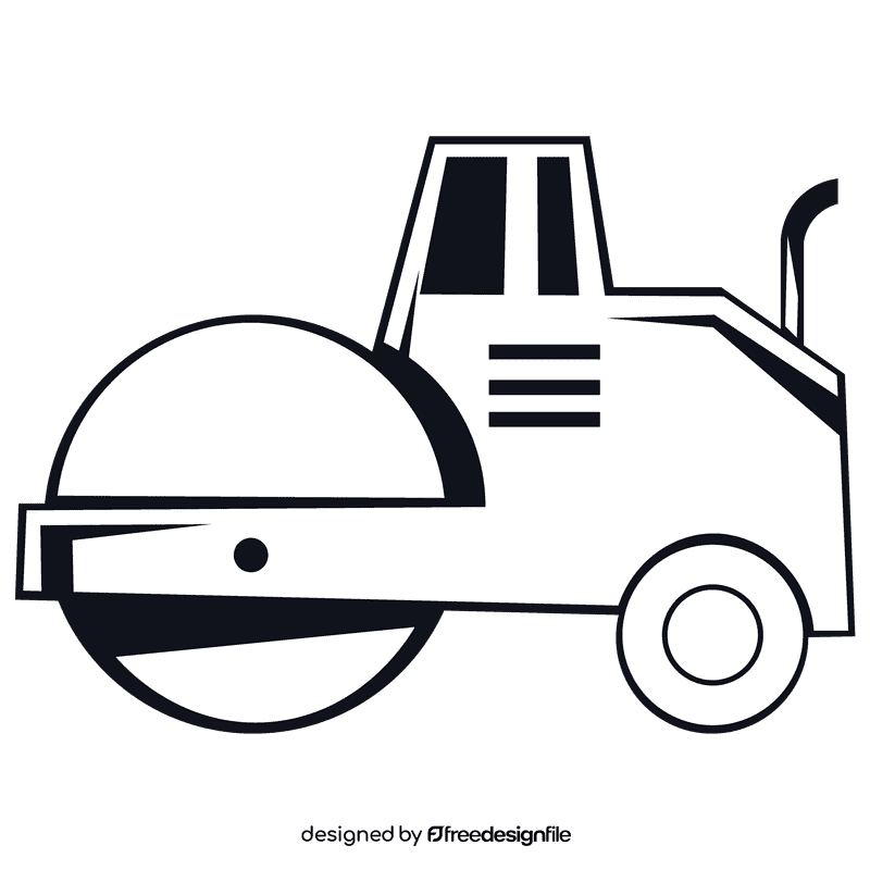 Road roller black and white clipart