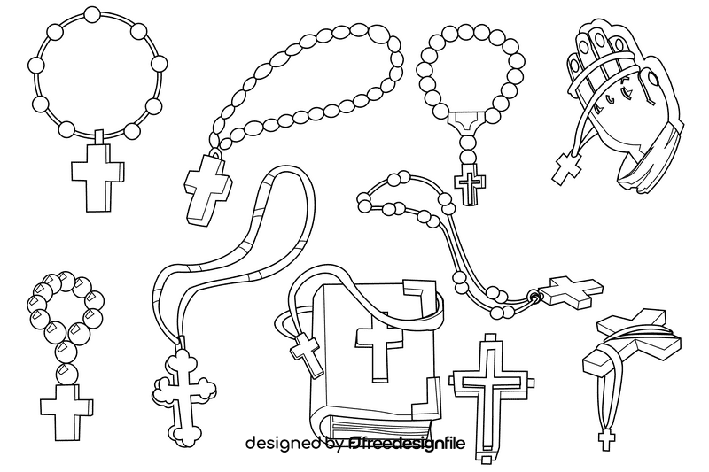 Rosary black and white vector