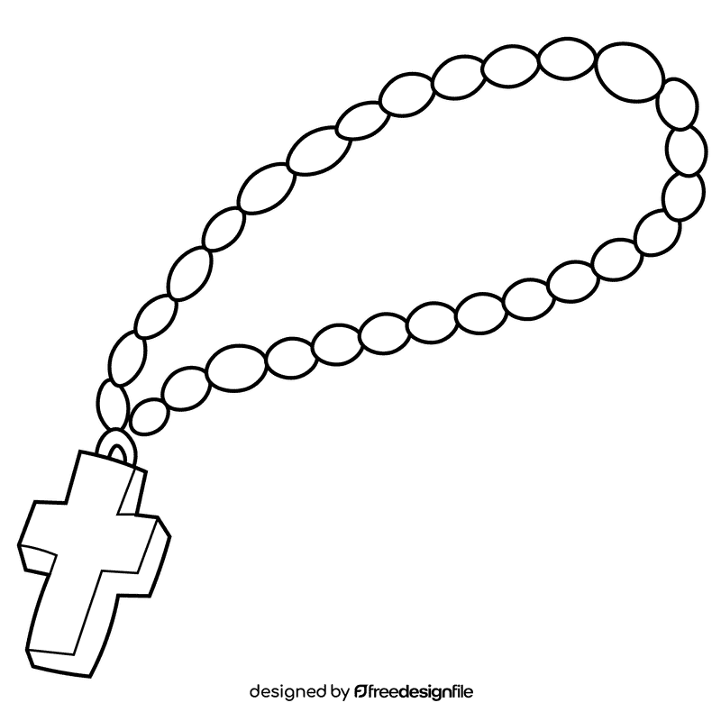 Rosary beads black and white clipart