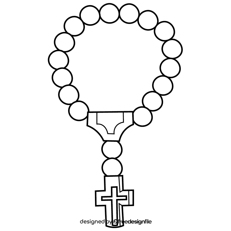 Rosary blue beads black and white clipart