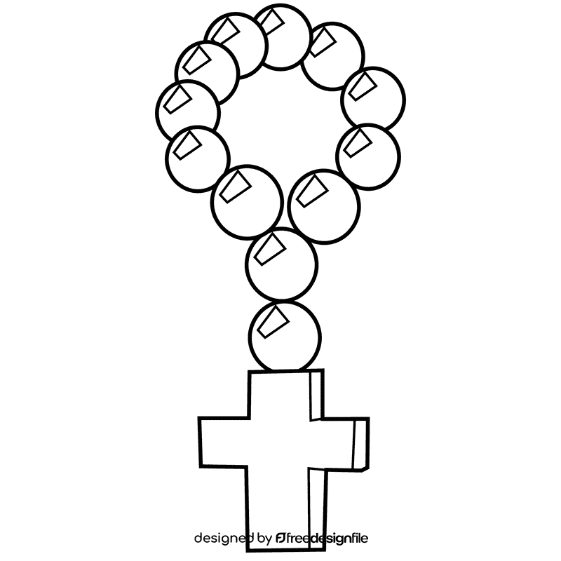 Rosary blue beads black and white clipart