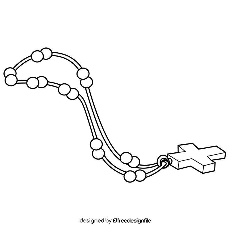 Rosary golden black and white clipart