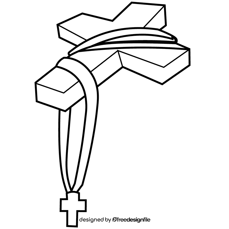 Rosary golden big black and white clipart