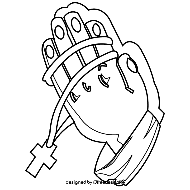 Rosary hands black and white clipart