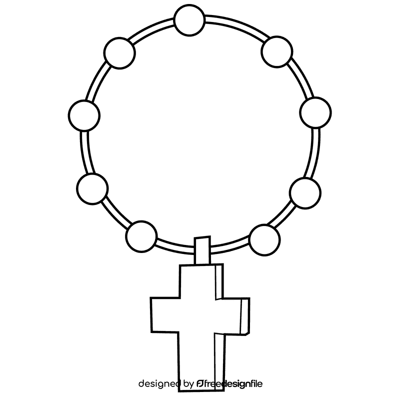 Rosary round black and white clipart