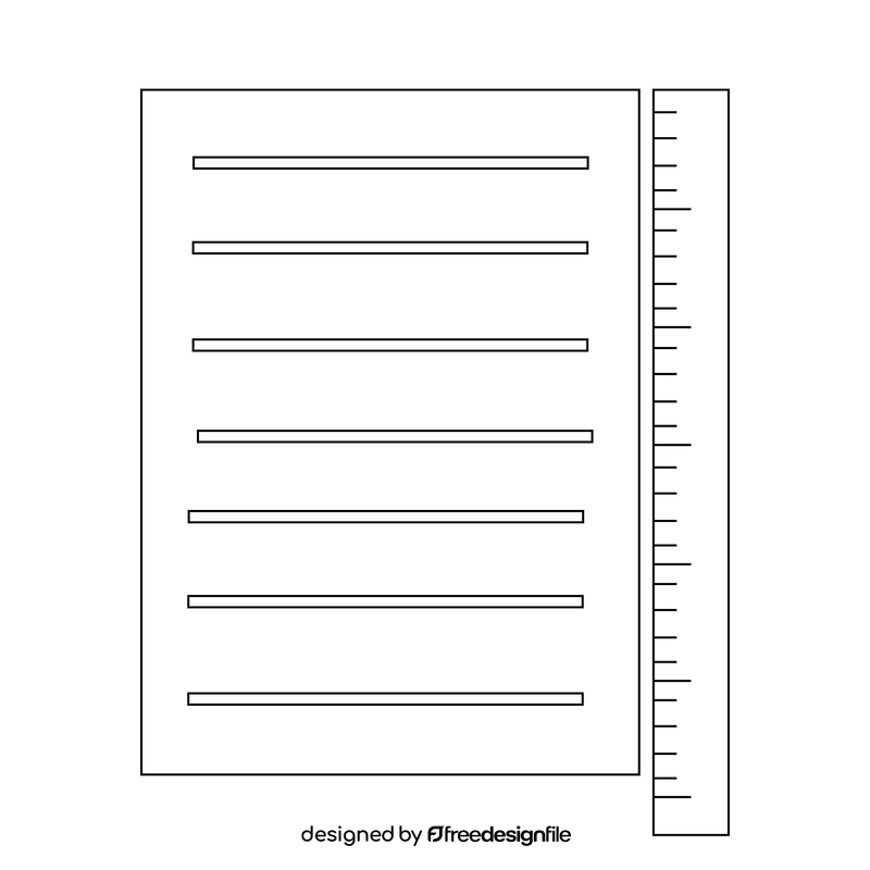 Paper and ruler drawing black and white clipart