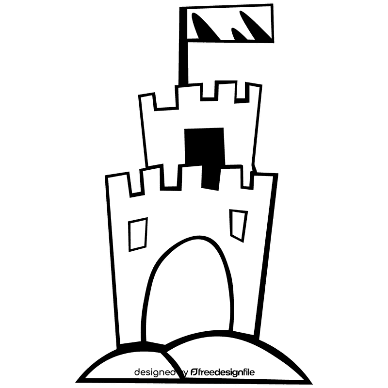Sand castle black and white clipart