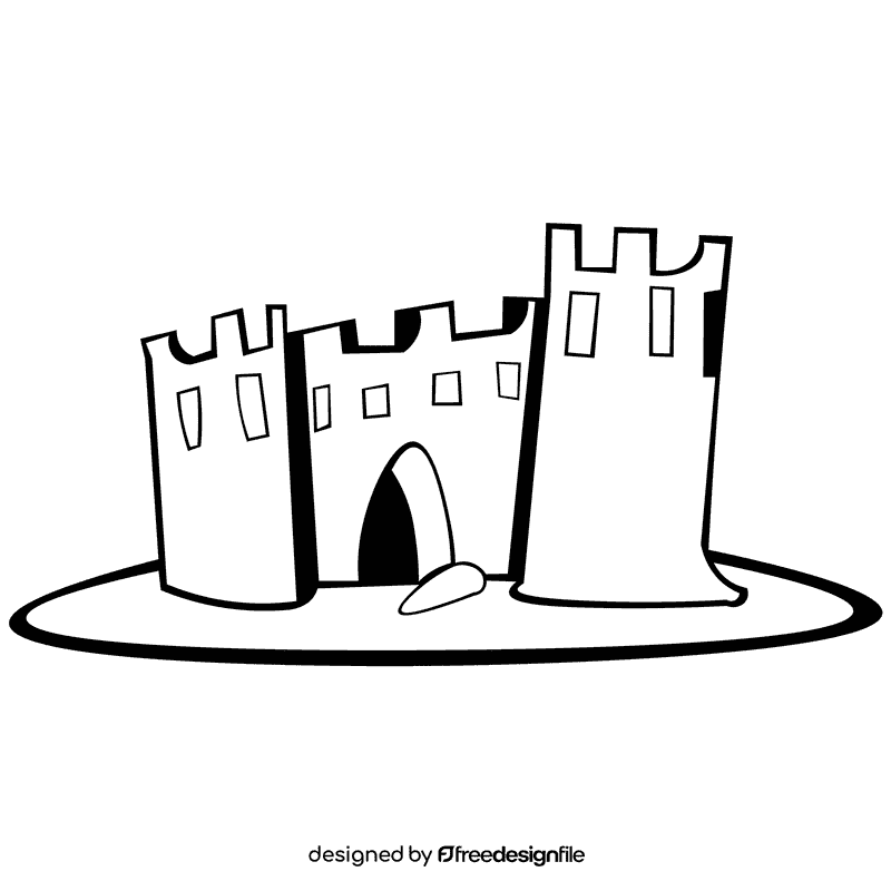 Sand castle black and white clipart