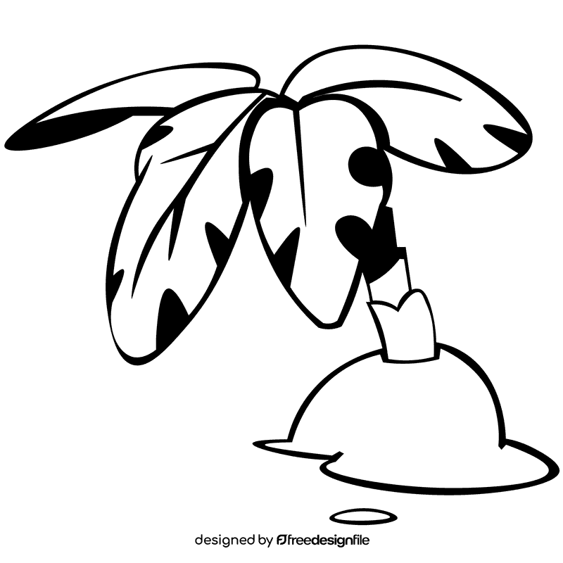 Sand palm black and white clipart