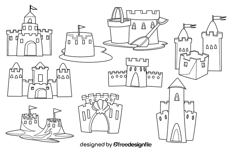 Sandcastle black and white vector