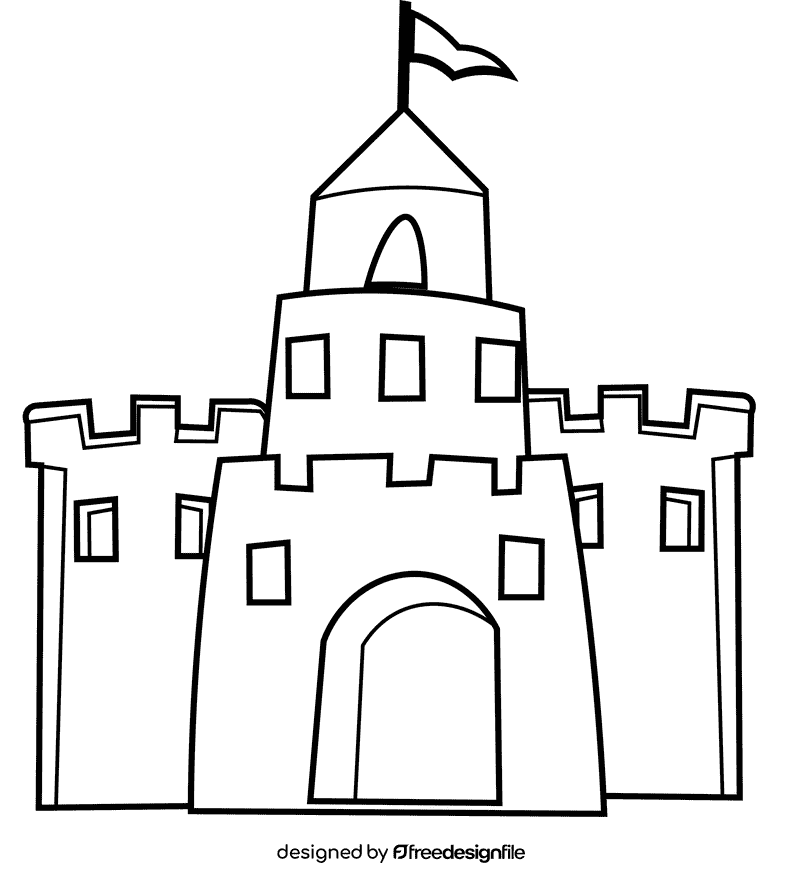 Sandcastle big black and white clipart