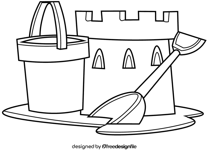 Sandcastle bucket black and white clipart