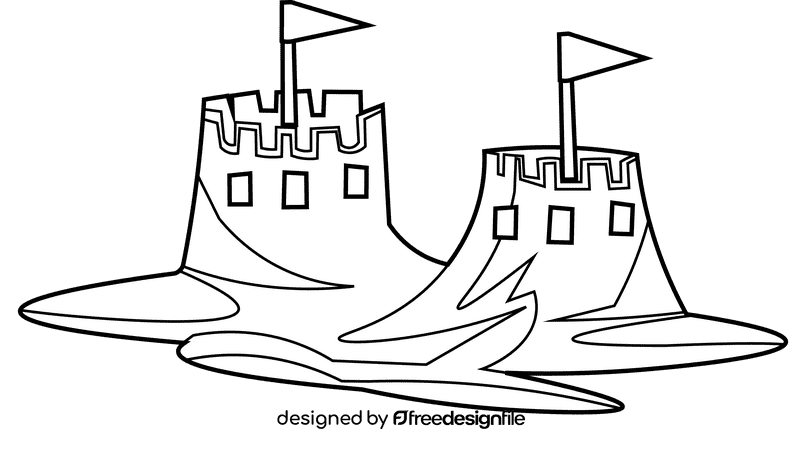 Sandcastle sand black and white clipart