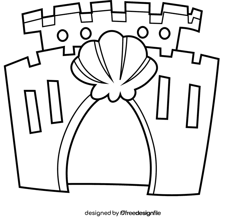 Sandcastle shell black and white clipart