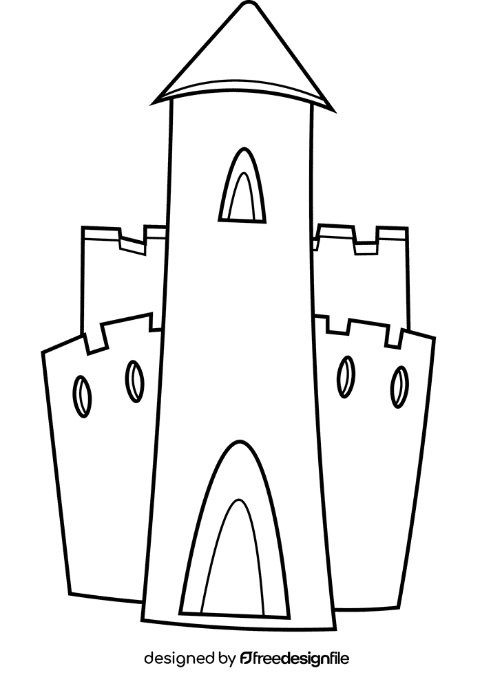Sandcastle temple black and white clipart