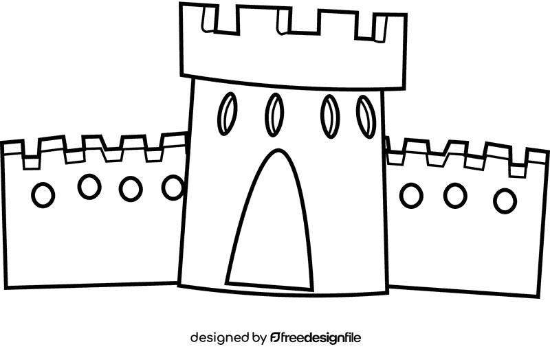 Sandcastle wide black and white clipart