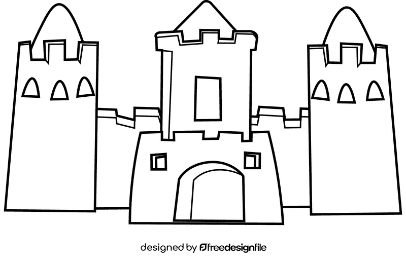 Sandcastle wide black and white clipart