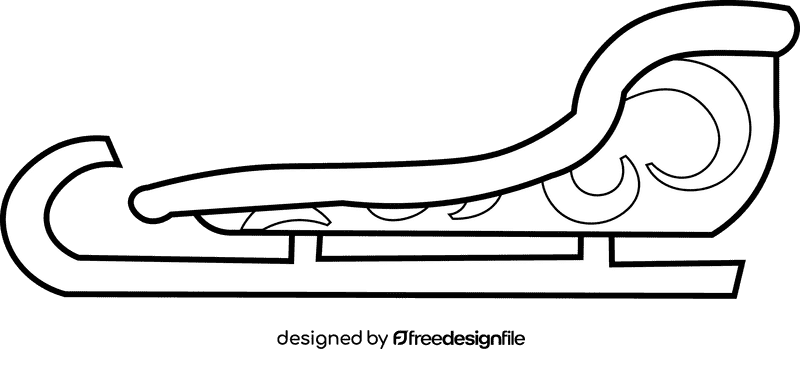 Santa sleigh low black and white clipart