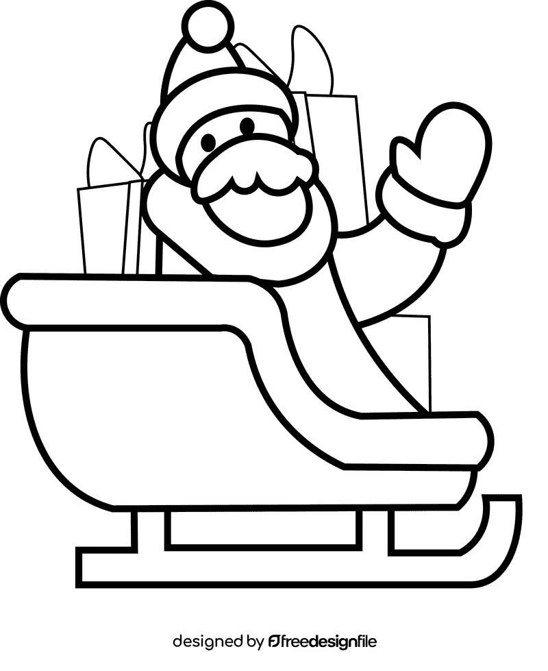 Santa sleigh santa black and white clipart