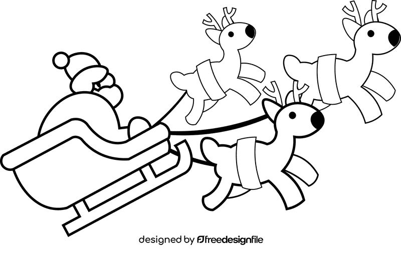 Santa sleigh santa black and white clipart