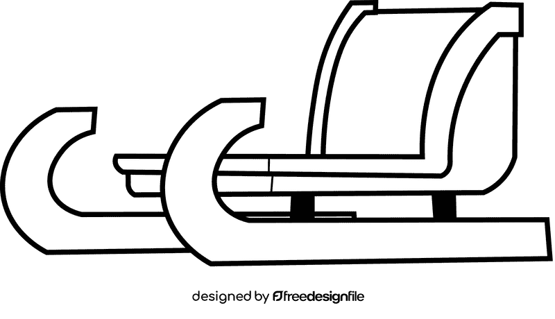 Santa sleigh wide black and white clipart